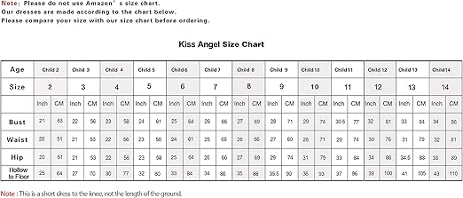 amazon dress size chart