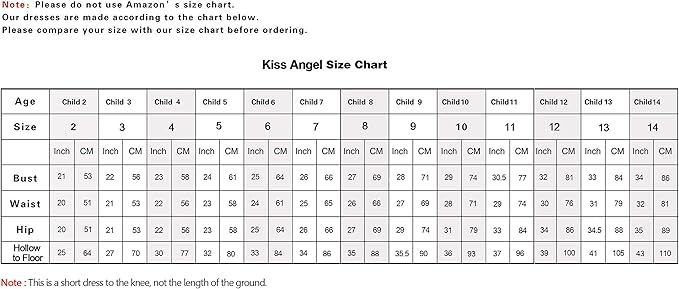 amazon dress size chart