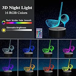 POSSHE Golf Night Light, Golf Club Gifts, 3D