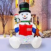 7FT Inflatable Christmas Snowman, Built-in White LEDs Christmas Blow Up Yard Decorations, Xmas Inflatables Outdoor Decorations for Yard Garden Patio Lawn