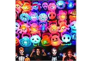 Tiaxidex 28PCS Halloween Light Up LED Rings, Non Candy Trick or Treats 3D Flashing Rings Toys Glow In the Dark Halloween Party Favor Ring Toy Gifts For Kids Adults Goodie Bag Stuffers