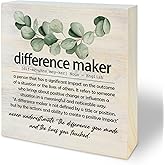 Difference Maker Wooden Sign,Difference Maker Definition, Desk Table Decoration, Thank You Appreciation Gift For Teacher Friends Boss Leader Coworker, Women Office Home Decorations (5x5 In)-A25