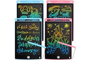 ROLWAY 4 Pack LCD Writing Tablet, 8.5 Inch Writing Tablet for Kids, Colorful Screen Doodle Board, Erasable and Reusable Digital Drawing Tablet, Learning Educational Toys for Girls Boys, Blue+Blue+Pink+Pink