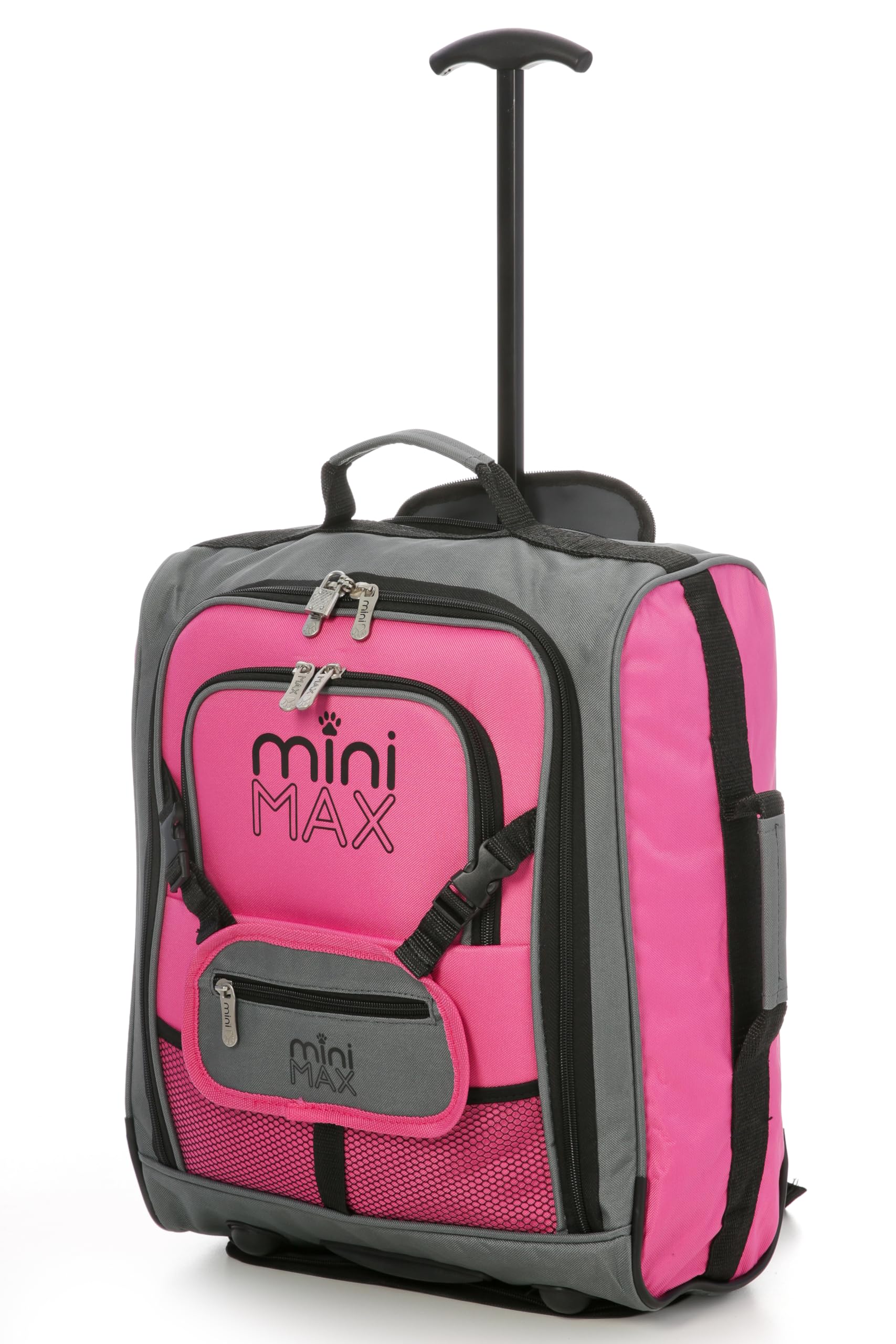 MiniMax Travel Suitcase with Wheels with Front Pocket for Toys/Dolls/Teddy Bears, Rosé Inim Xam, Bagage Cabine