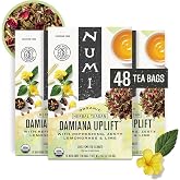 Numi Organic Damiana Uplift Tea, 16 Herbal Tea Bags, Caffeine Free | Herbal Blend with Damiana, Lime, Lemongrass and Licorice Root