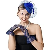 SWEETV Fascinators Pillbox Hats for Women, Tea Party Hat and Short Lace Gloves Set Perfect for Kentucky Derby, Cocktail