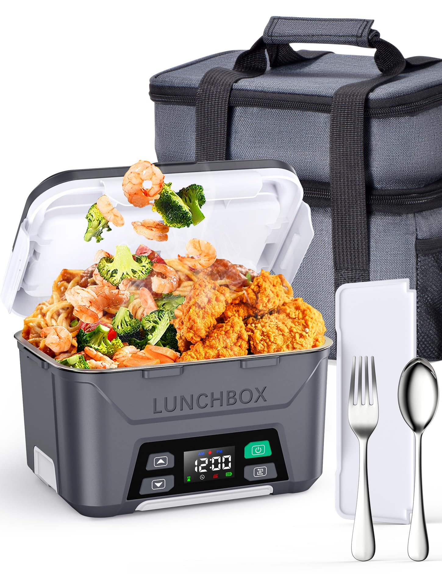 Photo 1 of -**LUNCH BOX DOES NOT WORK**
Docusvect Rechargeable Heated Lunch Box for Men, 1.3L Cordless Electric Lunch Box for Adults with Scheduled Heating, Portable Food Warmer with Large Bag, Cutlery, Removable Divider