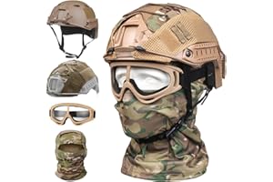 SANYETS Airsoft Helmet,Black Tactical Helmet with Airsoft Accessories,Tactical Airsoft Gear