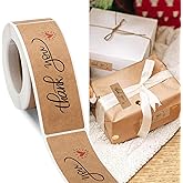 Fssqii 240pcs Thank You Stickers Rectangle Kraft Paper Thank You Labels 1"x 3" Self-Adhesive Labels for Packaging Sealing Tags for Shopping Handmade DIY Stickers