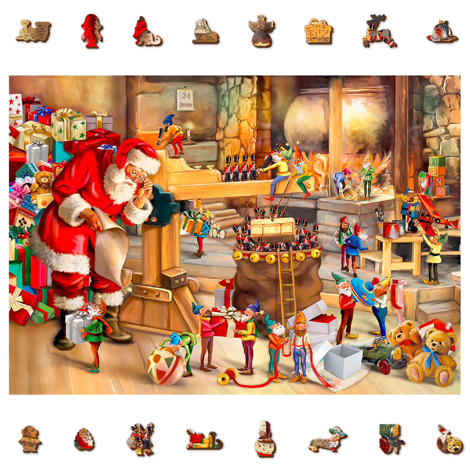 WOODEN.CITY Santa's Workshop 1000 Piece Jigsaw: Christmas Jigsaws 1000 Pieces for Adults - Unique Wooden Puzzle, Ideal and Engaging Adult Puzzle Experience