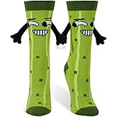 Subesty Funny Pickle Socks Gifts for Women Men, Novelty Magnetic Hand Holding Socks Cotton Crew Stockings White Elephant Gifts for Adults Boys Girls Gag Sock
