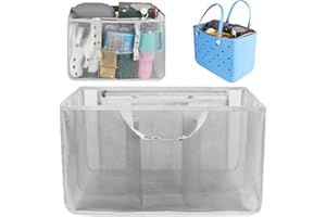 GOGENGEN Beach Bag Organizer for Bogg Bag, Tote Bag Organizer Insert, Lightweight Mesh Divider with Zipper Pocket & 7 Compartments, Accessories Insert for XL Bogg Tote