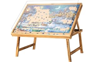 Becko US Jigsaw Puzzle Table for Adults with PVC Cover, Original Standard Wooden Jigsaw Plateau, Folding Puzzle Board with No