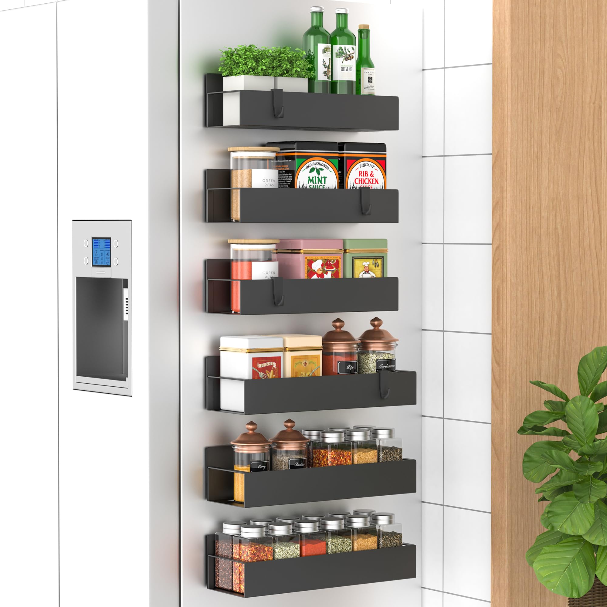 HuggieGems 6 Pack Magnetic Spice Storage Rack