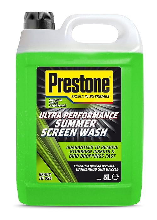Prestone Screenwash, Ready To Use Screen Wash For Cars, High Performance Cleaning With Streak Free Formula, Maximum Visibility Summer Windscreen Washer Fluid, Removes Stubborn Dirt, 5L Bottle