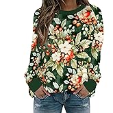 Kotiera Women's Christmas Sweatshirts Funny Graphic Crewneck Pullover Tops Casual Loose Long Sleeve Tops Xmas Shirts
