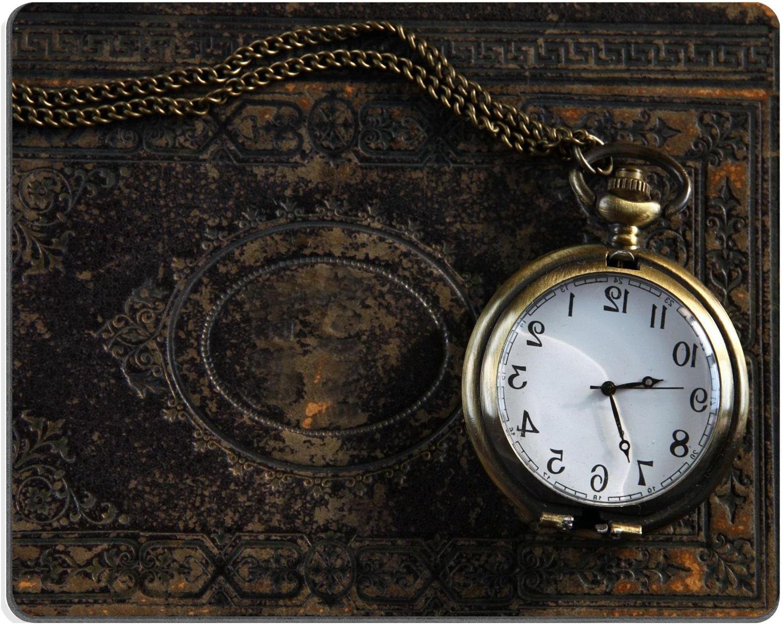 MSD Natural Rubber Gaming Mousepad IMAGE ID: 35361550 macro image of old vintage pocket watch on antique book top view retro filtered image
