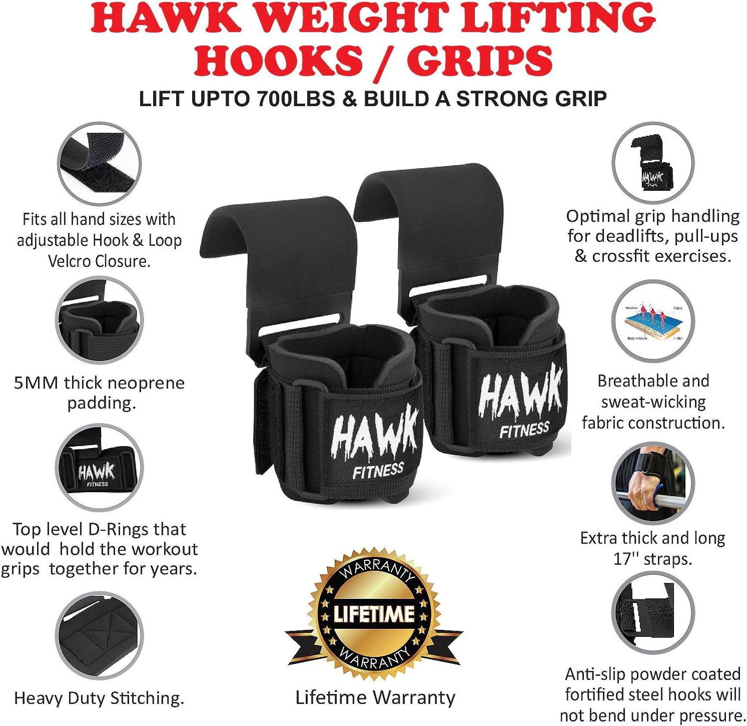 Weight Lifting Hooks Grips with Wrist Wraps & Straps Powerlifting Weightlifting Gloves Grip & Wrist Support for Deadlifts & Everyday Gym Workout : Sports & Outdoors