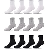 Duufin 12 Pairs Kids Socks Boys Girls Youth Mid Calf Casual Athletic School Dress Crew Socks for Boys Girls 2-15 Years