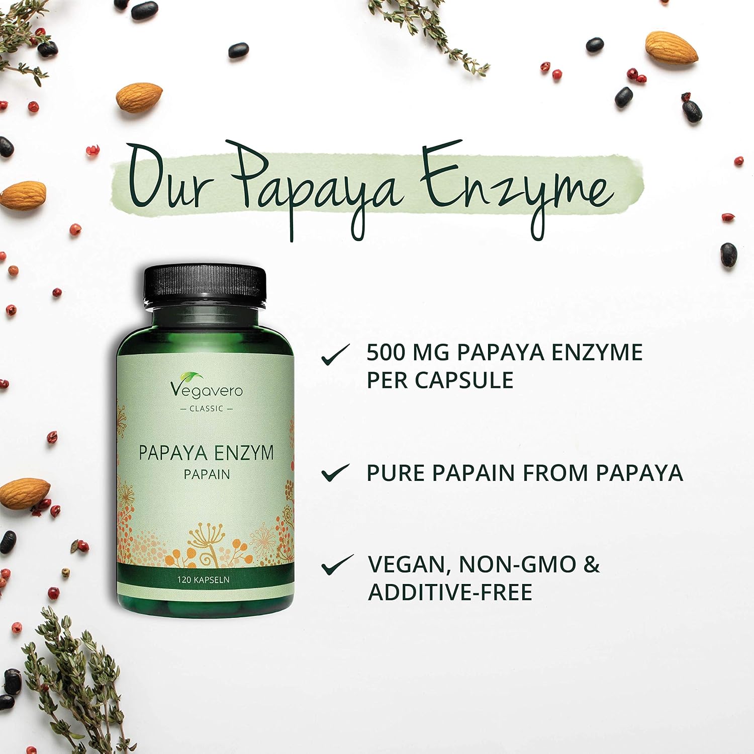 Vegavero Papaya Enzyme, 120 count (Pack of 1) - Image 4