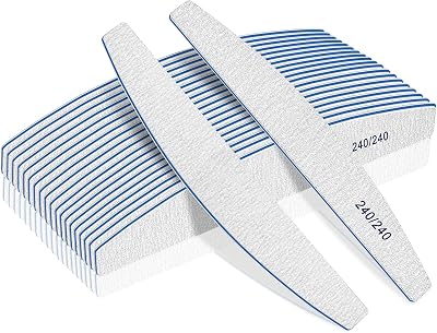 BLESWIN 12pk Nail Files 240/240 Grit Double Sided Emery Boards Natural Nails