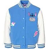 Disney Minnie Mouse Frozen Lilo & Stitch Moana Girls Varsity Bomber Jacket Toddler to Big Kid Sizes (2T - 14-16)