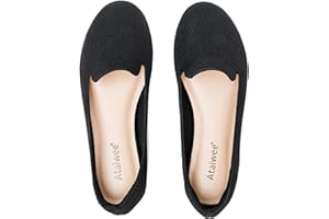 Ataiwee Women's Wide Width Flat Shoes，Comfort Plus Size Fashion Round Toe Wide Loafer Shoes.