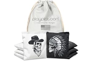 PLAY PLATOON Professional Cornhole Bags - Set of 8 Regulation All Weather Double Sided - Sticky Side/Slick Side Bean Bags for Pro Corn Hole Game