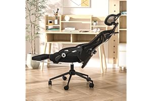 CYKOV Ergonomic Office Chair with Footrest - Adjustable Lumbar Support & Headrest, 90-160° Reclining Mesh Back Computer Chair