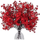 NAHUAA 6Pcs Red Artificial Flowers Baby Breath Flowers Artificial Bulk Real Touch Christmas Flowers Bouquet Christmas Floral Stems for Vases DIY Floral Arrangement Table Centerpieces Xmas Decor
