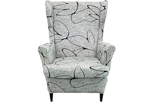 CRFATOP Wingback Chair Cover 2 Piece Stretchy Wingback Armchair Covers Spandex Elastic Wing Chair Slipcover Sofa Cover for Furniture Protector in Living Room,B37