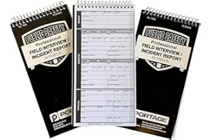 PORTAGE Public Safety Notebook – Spiral Notebook, Notepad, Writing Pad with Template for Interviews, Accidents & Incident Reports, Field Book for Police – 4 x 8 Inches, 70 Sheets / 140 Pages (Pack of 3)