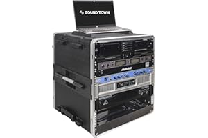 Sound Town Lightweight 12U PA DJ Rack/Road Case with 11U Rack Space, ABS Construction, 19" Depth, Retractable Handle, Wheels and Heavy-Duty Latches (STRC-A12UT)
