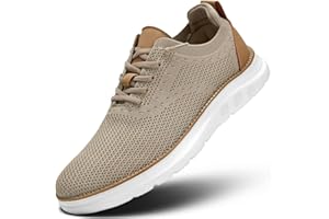 LUOGOKS Men's Mesh Sneakers Oxfords Lace-Up Lightweight Casual Walking Shoes Driving Shoes