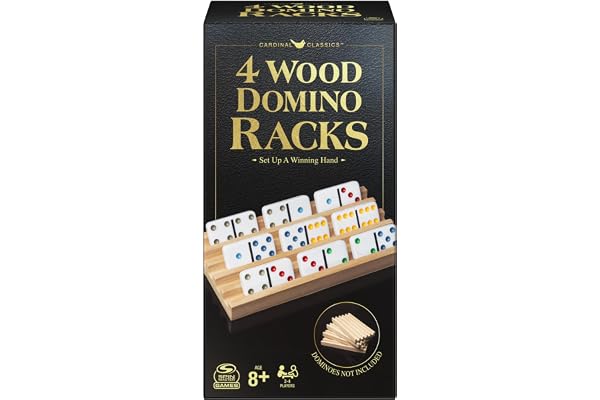 Spin Master Games, Wooden Domino Racks, Set of 4 Trays for Mexican Train Dominoes, Dominoes Games, Classic Game, Kids Game, A