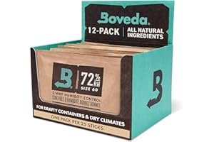 Boveda 72% Two-Way Humidity Control Packs For Wood Humidifier Boxes – Size 60 – 12 Pack – Moisture Absorbers – Humidifier Pac