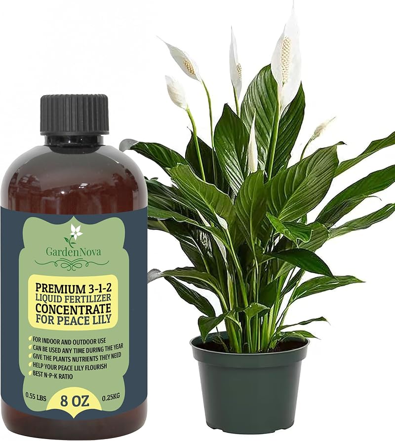 GardenNova Premium Liquid Peace Lily Fertilizer 3-1-2 8oz Indoor Plant
