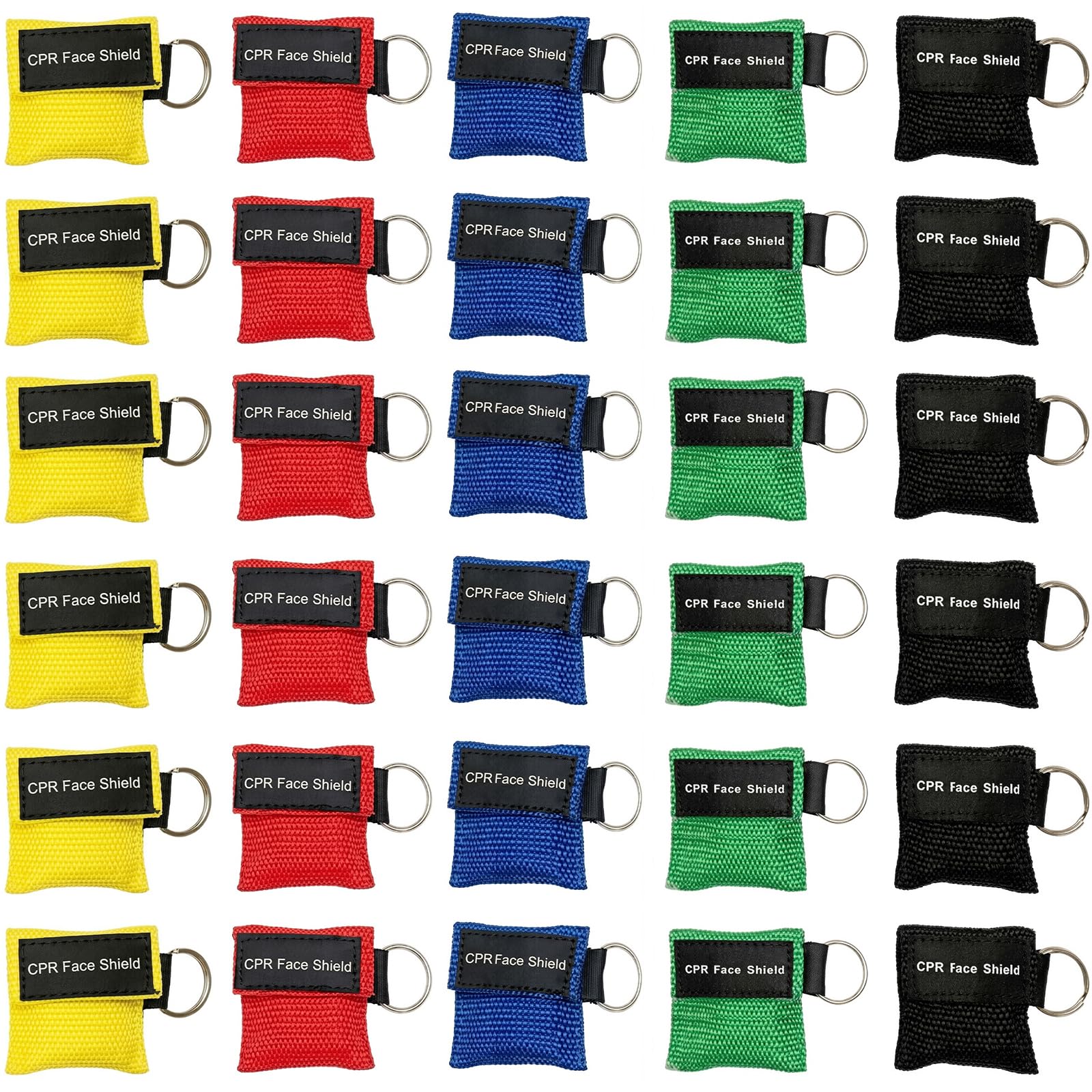 Yzpacc Set of 30 CPR Mask, Disposable CPR Shield Emergency Mask Key Chain Ring,with One-Way Valve Breathing Barrier for First Aid or AED Training