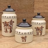 BLACK FOREST DECOR Saddle and Brands Canister Set 4" Dia.x5 H | |