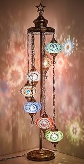 Demmex 9 Big Globes Turkish Moroccan Mosaic Floor Lamp Light