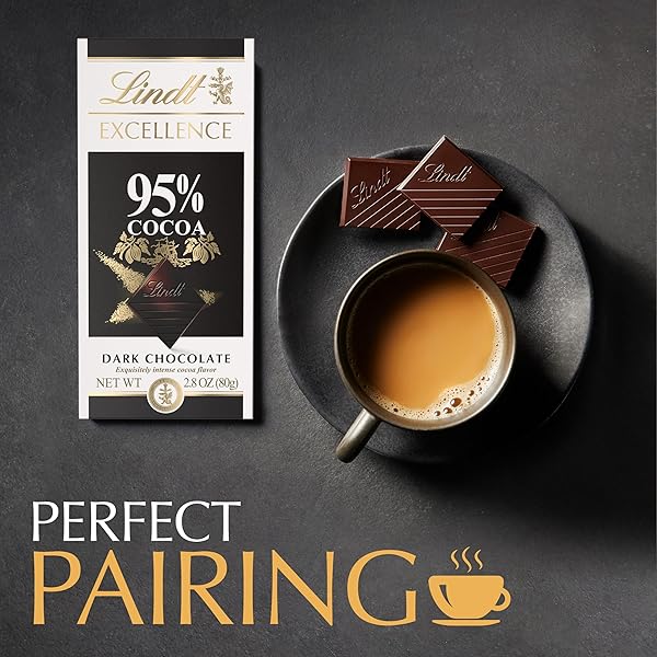 LINDT EXCELLENCE 95% COCOA DARK CHOCOLATE BAR, DARK CHOCOLATE CANDY, 2.8 OZ. (12 PACK)