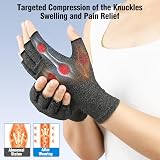 AovYoo Fingerless Arthritis Gloves Grey Size M for Hand Pain Relief view 3