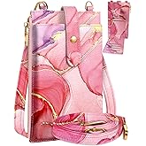 Miss Adola Phone Purse Crossbody Bags for Women - Leather Small Cell Phone Wallet RFID Blocking with Card Slots & Adjustable Strap Cute Designer Aesthetic Cross Body Bags, PK Watercolor