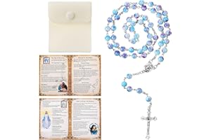 Quelay Rosary for Women Catholic Gifts Our Lady of Rosary Beads Pray Card Necklace Confirmation Gifts