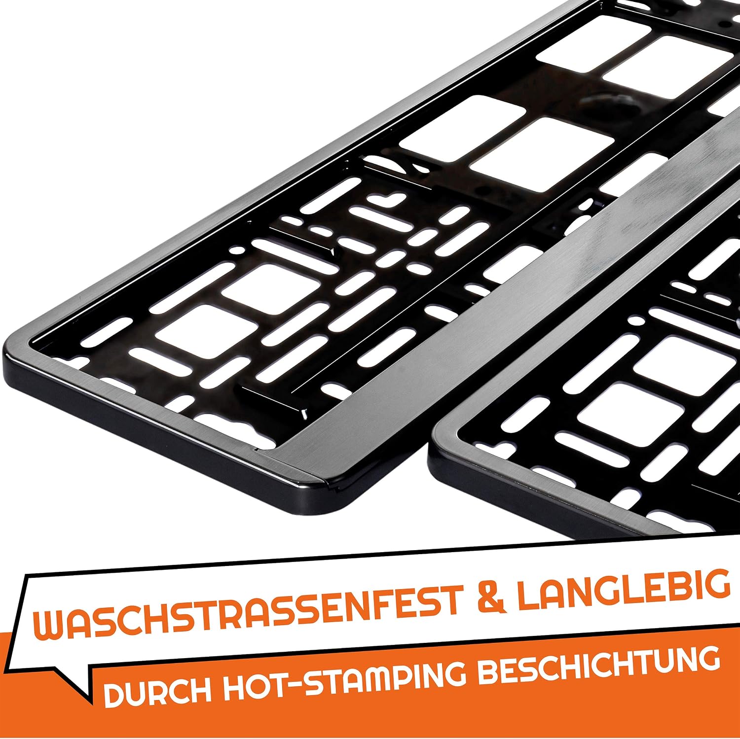 2x Number Plate Holder for Car, License Plate Holder, Chrome brushed, for UK Registration Plates, 520 x 110 mm, 8 Screws - Image 4
