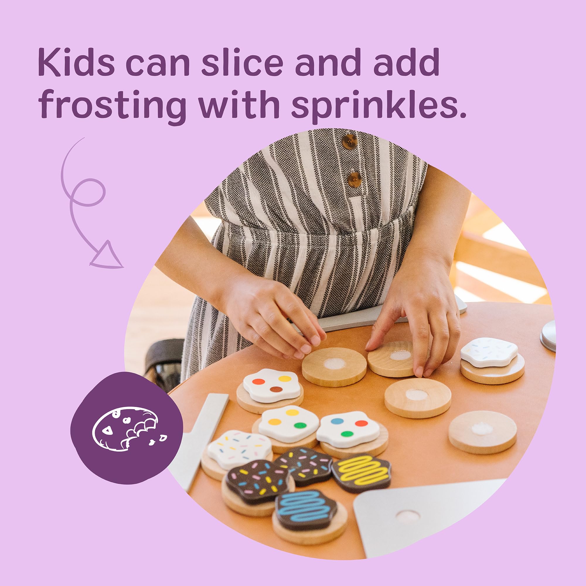 Melissa & Doug Slice and Bake Cookies Wooden Play Food Set with Toppings Pretend Cookies and Baking Sheet, Wooden Play Food Set, Toy Baking for Kids Ages 3+