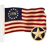 G128 Betsy Ross 1776 Tea-Stained Flag | 4x6 Ft | ToughWeave Pro Series Embroidered 420D Polyester | Historical Flag, Embroidered Design, Indoor/Outdoor, Brass Grommets