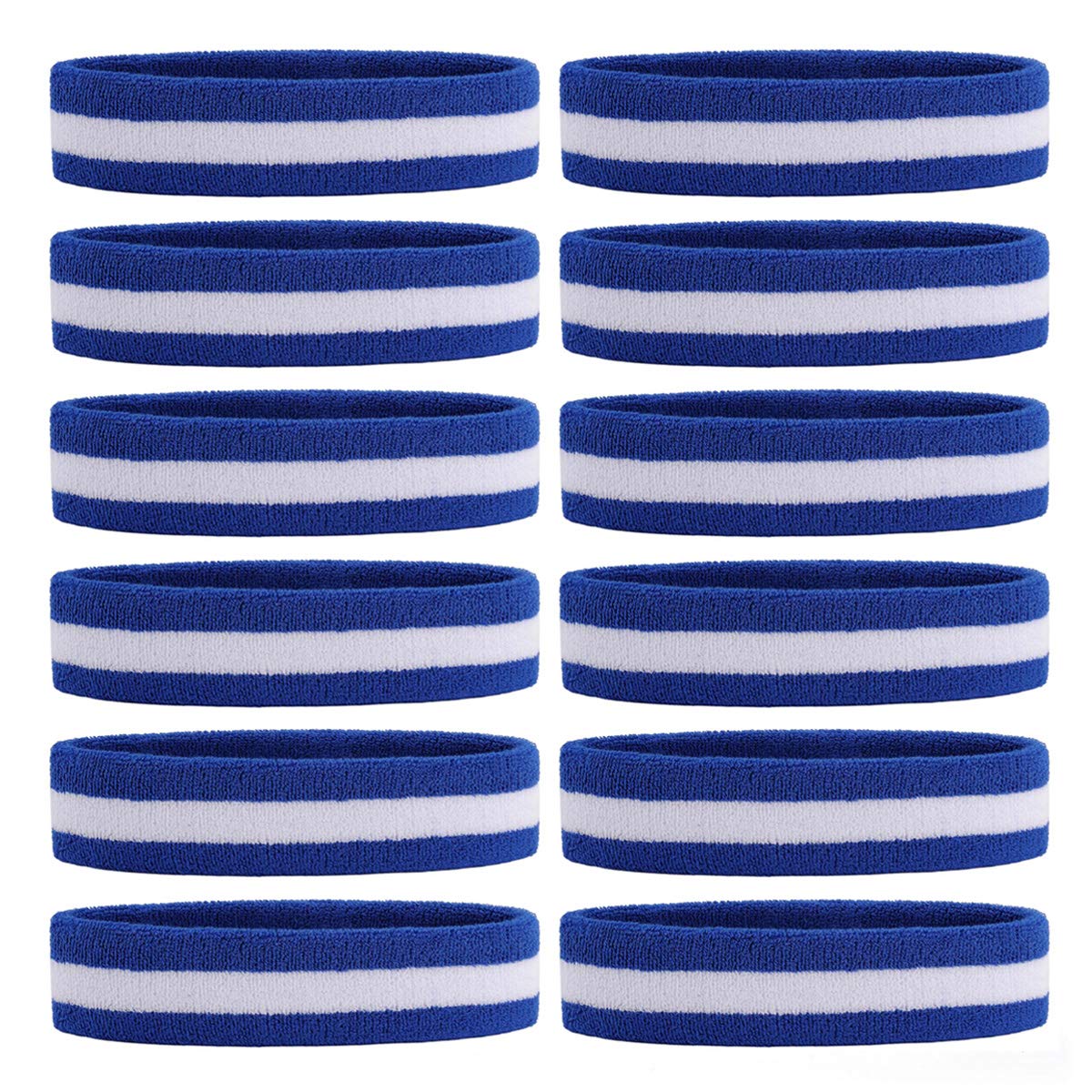 ONUPGO Sweatband Headband for Men & Women - 12 PCS Sports Headbands Moisture Wicking Athletic Cotton Terry Cloth Sweatband Sweat Absorbing Head Band — image 1