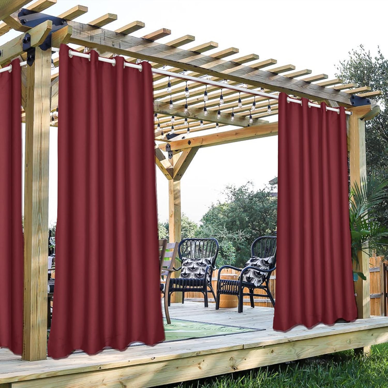 Outdoor Curtains - cololeaf Outdoor Curtain Red 100