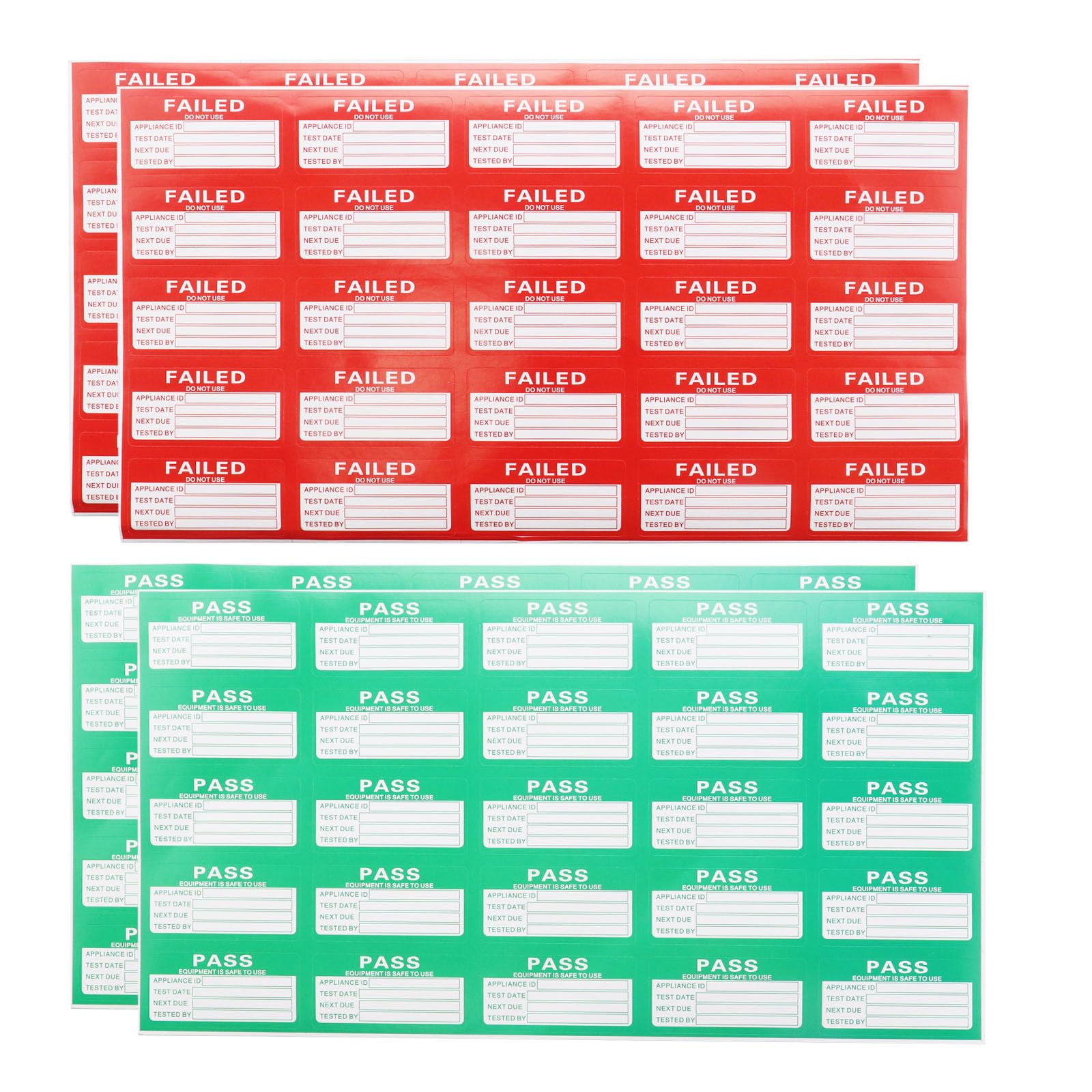 OTOTEC 550Pcs PAT Testing Stickers (500Pcs Pass, 50Pcs Failed) 50x25mm Rectangular Labels